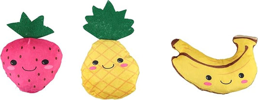 Cudlie 3 Pack Plush Dog Chew Toys – Soft Squeaky Puppy Toys for Small Dogs– 4" Durable, Cute & Safe Pet Toy Gift Set (Food, Fruit, Farm, Zoo & Safari Animal Themes)