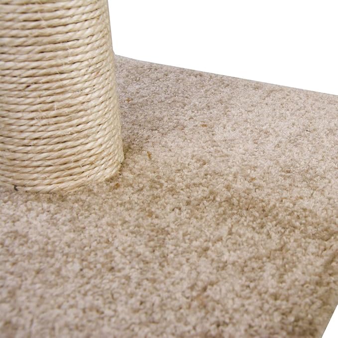 Cat Scratching Post Carpet, Tall Big Sisal Rope Cat Scratch Pole for Cats and Kittens, Stable Carpeted Heavy Base (Beige/Yellow)