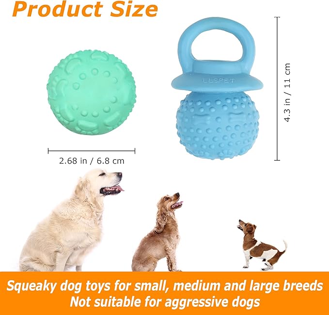Latex Chew Dog Toys, Novelty Squeaky Pacifier Dog Toys for Teething Puppies, Mild Chewing Small, Medium, Large Dogs, Pet Dogs Supplies Newborn Puppy Gift (2 Pcs, Blue+Green)