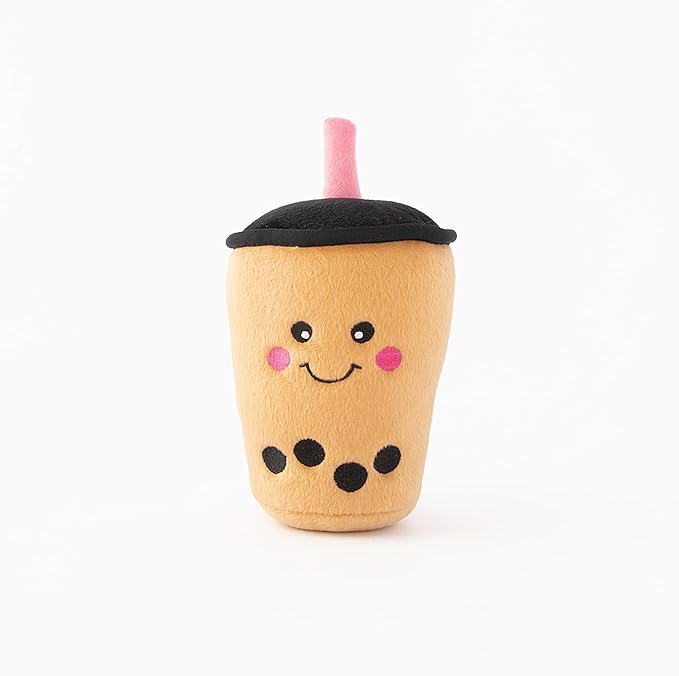 ZippyPaws NomNomz - Dog Squeaky Toys to Keep Them Busy, Funny Food Plush for Small & Medium Dogs, Cute Stuffed Puppy Toy, Pet Products, Gift for Dogs of All Breeds, Soft and Cuddly - Boba Milk Tea