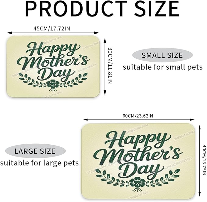 Dog Food Mat Dog Mat for Food and Water 18X12In Happy Mother's Day Floral Gift Mom Dx No Stains Cat Pet Feeding Mats Water Bowl for Messy Drinkers
