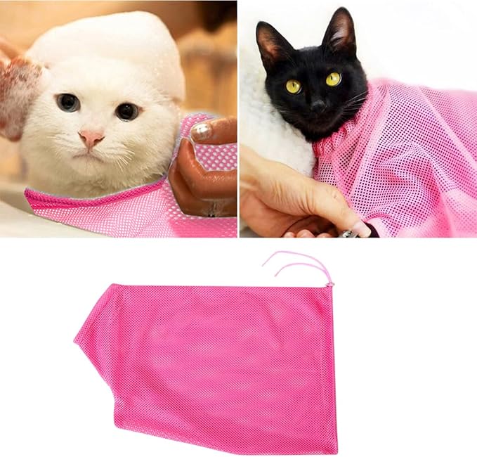 HANABASS Multi-Function Cat Grooming Bag Breathable Mesh Design for Bathing Nail Trimming and Feeding for Cats and Kittens Color