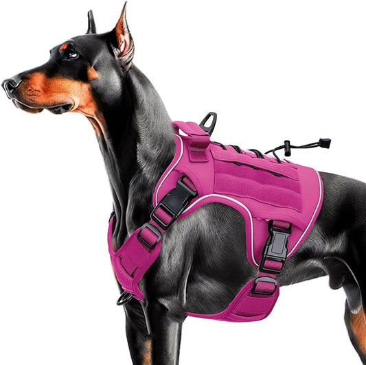Bruvoalon Heavy-Duty Tactical Dog Harness for Large Dogs, No Pull Adjustable Reflective K9 Vest with Molle System, 12 Colors & 4 Sizes, Military-Grade Control for Training, Outdoor & 10+ Breeds