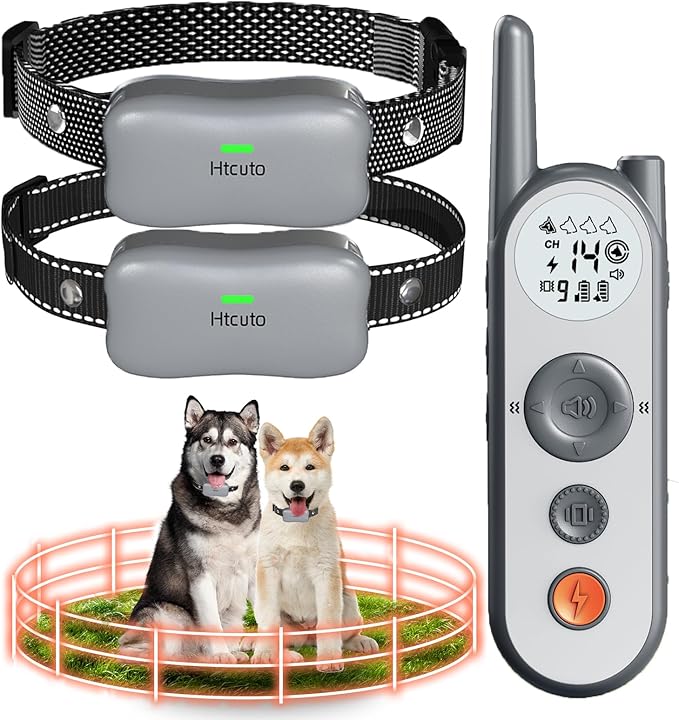 Wireless Dog Fence System for 2 Dogs Electric Wireless Fence for Dogs with 2 Collars 856 Acre Outdoor Boundary Portable Safe Pet Containment System Large Medium Dogs Training Collar with Remote