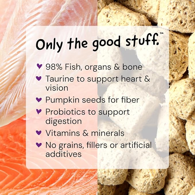 Stella & Chewy's Freeze-Dried Raw Cat Dinner Morsels - Premium Salmon & Cod Recipe with 98% Wild-Caught Fish & Organs - Natural Grain-Free Cat & Kitten Food - Made in USA - 18 oz