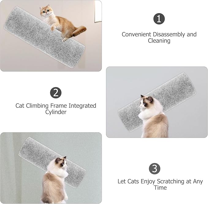 Beaupretty Reusable Cat Scratching Post Adhesive Base, Wear-Resistant Indoor Kitten Scratcher, 9x30cm Light Gray DIY Self-Adhesive Cat Climbing Tube for Home Use