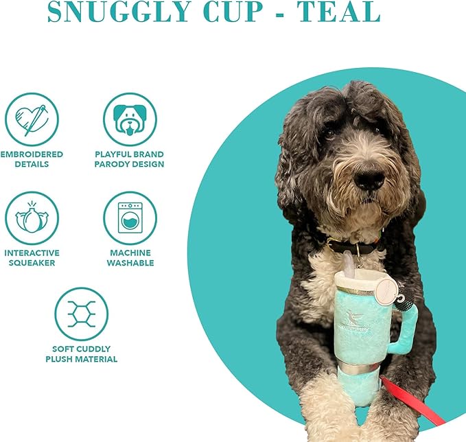 Haute Diggity Dog Snuggly Cup, Plush Designer Dog Toys with Interactive Squeaker, Stimulating Pet Enrichment, Machine-Washable & Safe Materials for All Breeds, One Size
