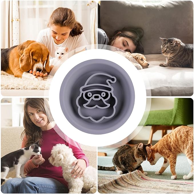 Dog Slow Feeder, Dog Food Bowl | Cute Christmas Theme Dog Silicone Slow Feeder Bowl - Pet Feeding Supplies, Dog Dishes
