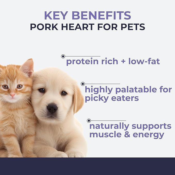Momentum Carnivore Nutrition Freeze-Dried Pork Heart Pet Food Topper – Single-Ingredient, All-Natural Topper – High-Protein for Dogs and Cats, Grain-Free and Made in The USA– (3.75 oz Bag)