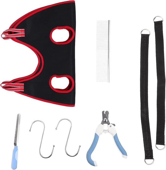GALPADA 1set Pet Grooming Tools Ergonomic Cat Dog Nail Clipper Grooming Hammock for Easy Trimming Includes Pet Comb Convenient for Nail Care and Cleaning