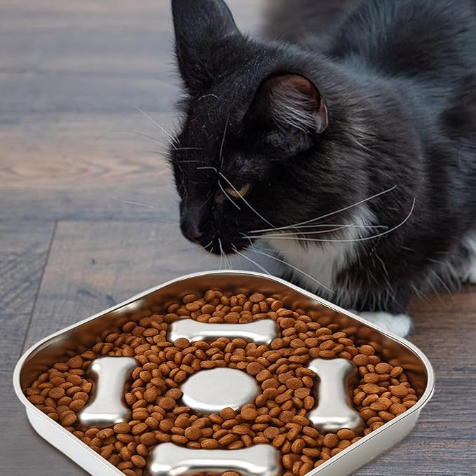 Genérico Slow Food for Dogs, Stainless Steel Pet Supplies - Puzzle for Dogs and Cats - for Wet and Dry Food, Indoor and Outdoor Use, for