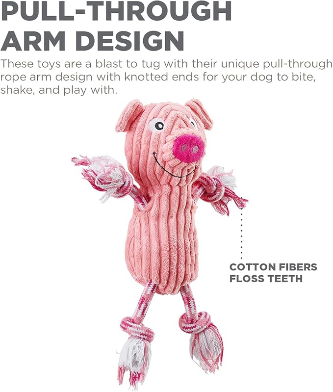 Outward Hound Ranch Roperz Pig Plush Squeaky Dog Toy