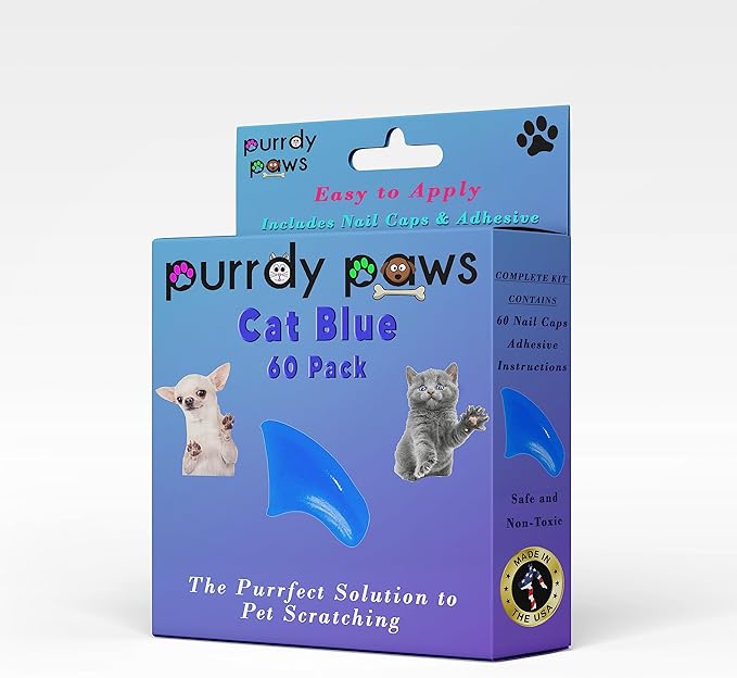 Soft Nail Caps 60 Packs for Cats - Blue Large