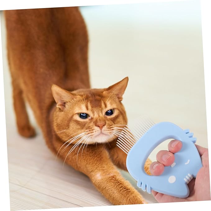 Hemoton PET Grooming Comb Set 3pcs Cat and Dog Massage Combs Silicone Handle Detangling and Deshedding Tool for Household Pets Compact and Portable Grooming Accessories