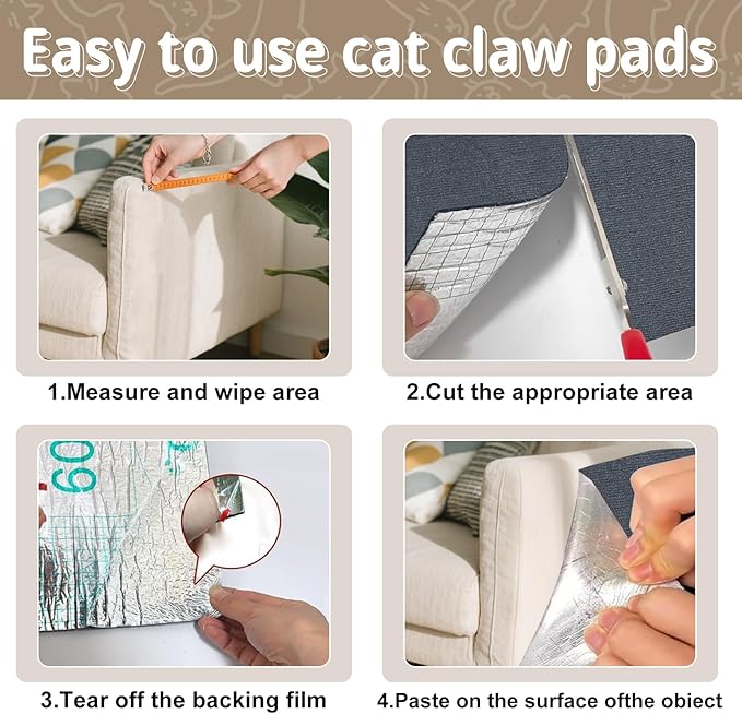 Climbing Cat Scratcher Mat Cat Scratch Furniture Protector 78.7’’x15.8’’Self Adhesive Carpet Mat Pad Trimmable Cat Scratching for DIY Cat Tree Shelf Couch Corner Wall