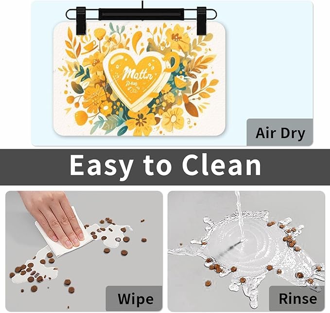 Pet Feeding Mat Absorbent Dog Mat for Food and Water Bowl Dog Accessories Happy Mother's Day Floral Gift for Mom Kh Pet Supplies Dogs Quick Dry Cat Water Dispenser Mats 24x16In
