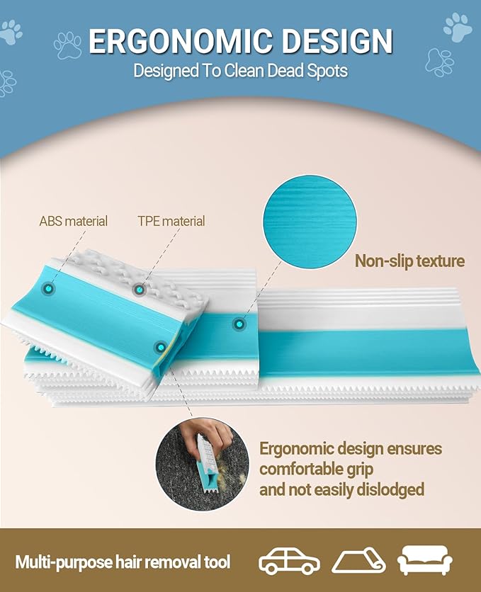Upgraded 4-ni-1 Brush Hair Remover & Detailing Tools | Reusable Fur Remover for Car Interior, Carpet, Bedding,Couch & Pet Furniture (S (3.3 Inch))