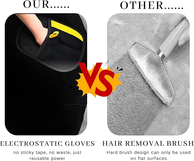Rhino Ben Pet Hair Remover, Reusable Electrostatic Pet Hair Remover Glove, Electrostatic Gloves Pet Hair Removal, Whimsyard/Velure Pet Hair Removal Glove for Dogs & Cats (2 Pack)