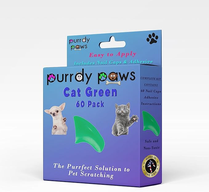 Soft Nail Caps 60 Packs for Cats - Green Small