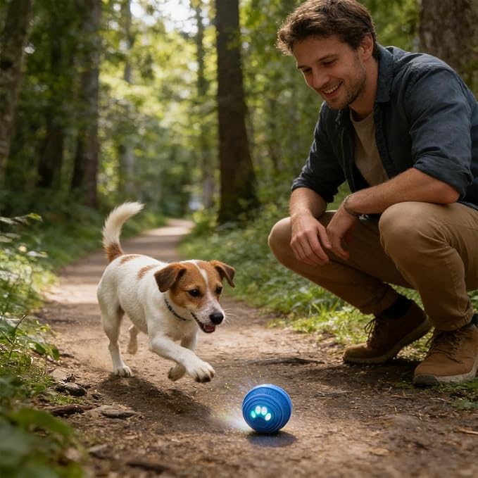 Pet Bounce Ball for Dogs,Rechargeable Pet Supplies - Bouncing & Rolling Ball Dog Toy | for Play Exercise Boredom Relief Stimulation Indoor Outdoor Home Apartment