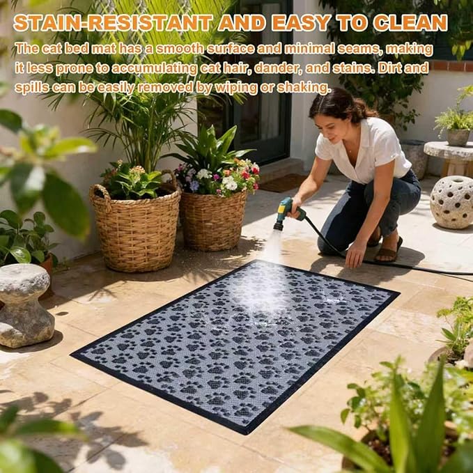 3x2 Feet Cat Bed Mats, Stain-Resistant, Washable and Easy to Clean, Reversible for Double-Sided Use, Convenient Design, Suitable for Both Outdoor and Indoor