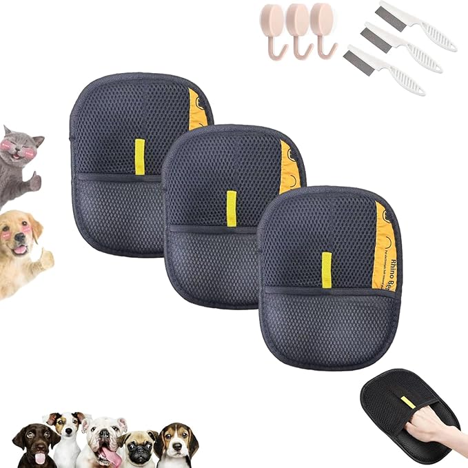 Pet Hair Removal Glove, Electrostatic Pet Hair Remover Glove, Cat Hair Remover Furniture, Pet Hair Remover Glove Pet Hair, Static Removal Gloves for Dogs, Cat (3PCS)