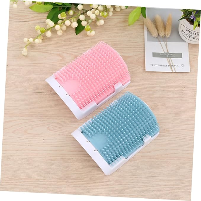 Cat Self Light Blue Rubber Bristles for Self Massage and Grooming Cat Supplies for Shedding Wall Mounted Handheld Use Safe and Gentle