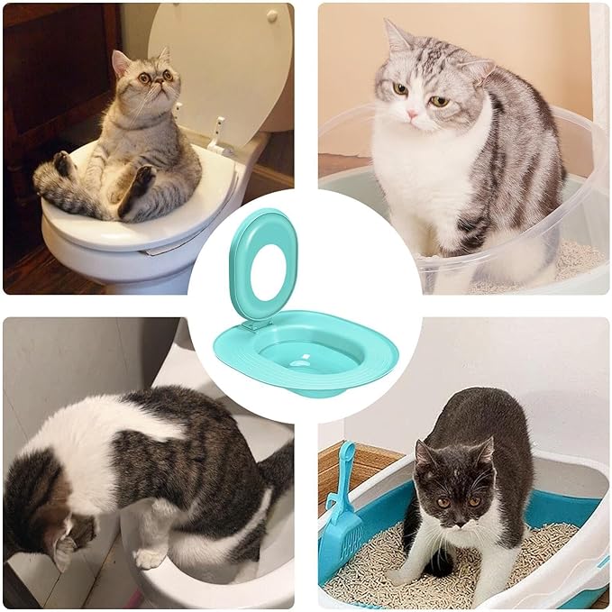 Cat Toilet Trainer Kit - Kitten Potty Teaching Seat | Leakproof Non Stick Training System with Gradual Learning Design for Apartment Bathroom House Indoors Outdoors Pet Owners