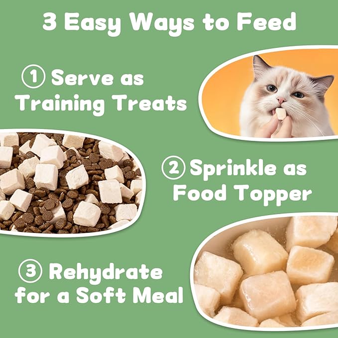Freeze Dried Chicken Raw Cat & Dog Treats 7.1 OZ – Single Ingredient Chicken Cubes High Protein, Bite-Sized Grain-Free Pet Training Snacks for Small Dogs Cats