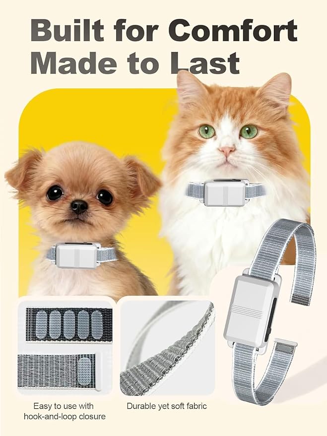 FLYSPEAR Extra Receiver Collar for Indoor Wireless Cat Barrier, Receiver Collar Only,White