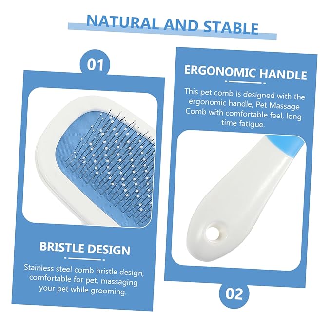 Kisangel 1Pc Pet Massage Comb for Cats Detangling Tool with Protective Tips for Grooming Removing Dead Hair Safe Design for Daily Use Bath Random