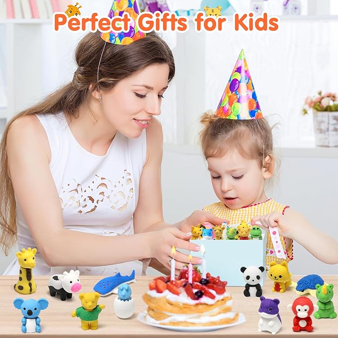 150 Pack Animal Pencil Erasers for Kids Bulk Desk Pet Toy 3D Mini Puzzle Erasers Take Apart Erasers Treasure Box Toys Game Prize Party Favors Gift Classroom Prize Reward Back to School Supplies