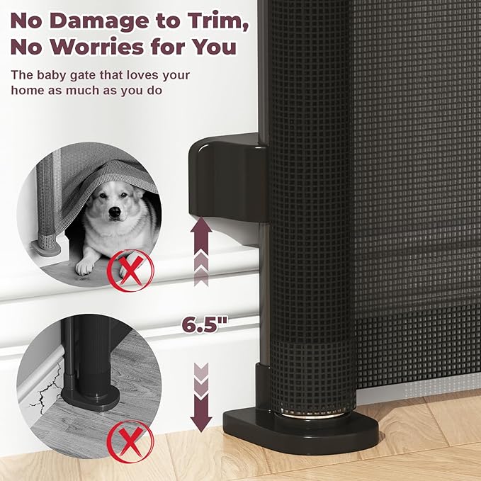 2Pack Retractable Baby Gates for Stairs, 58" Extra Wide Mesh Dog Gate for Doorways, Home Saftey Gate for Child Toddler Pet, Indoor and Outdoor Use, Easy Install, 34" Height, Black