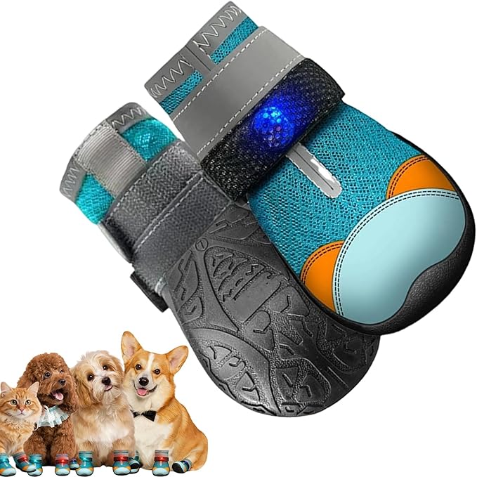 Luminous Cat Shoes | Breathable Non-Slip Pet Supplies | Bright Boots with Lights for Cats for Training and Safety on Night Walks on Hot Asphalt