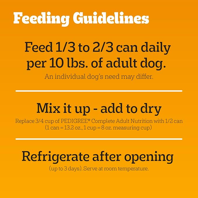 Pedigree Chopped Ground Dinner Adult Soft Wet Dog Food with Filet Mignon Dinner, Canned Dog Food, 13.2 oz. Cans, 12 Count