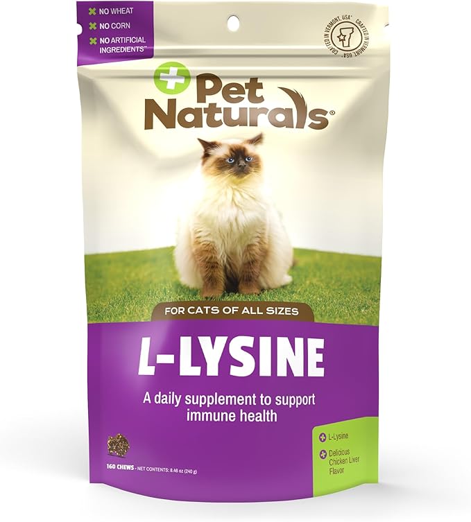 Pet Naturals Lysine for Cats, Chicken Flavor, 160 Chews - Immune and Respiratory Support for Cats - No Wheat or Corn - Vet Recommended
