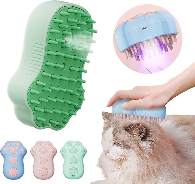 Talent Star Steamy Cat Brush, Pet Steam Brush Electric pet Spray Massage Comb Hair Removal Comb Massage Multifunctional Cat Grooming Brush for Dogs & Cats Tangled Loose Grooming Tool Supplies Green