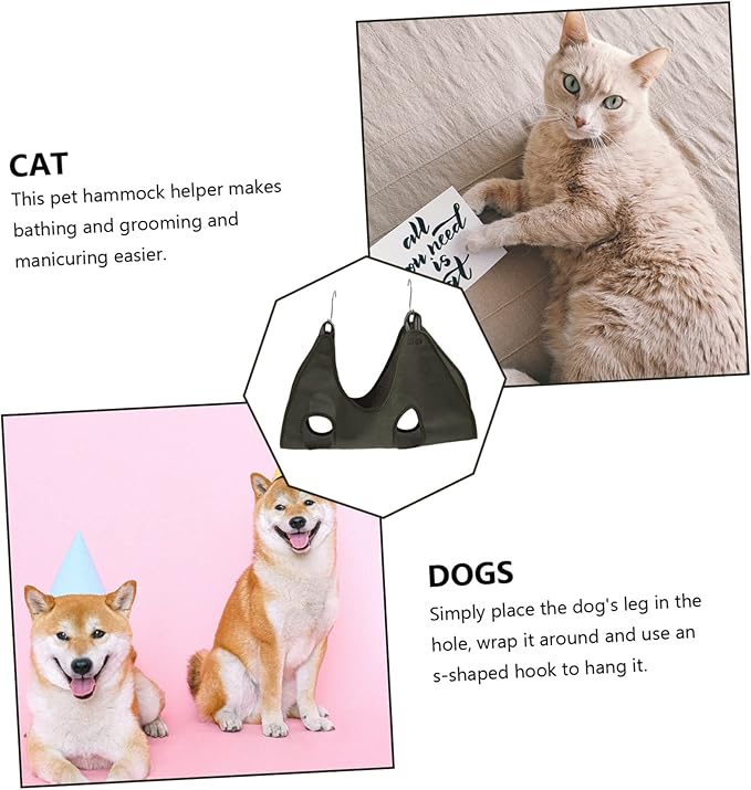 Kisangel Convenient Pet Grooming Hammock for Cats and Dogs Easy to Use Practical and Washable Beauty Hammock for Nail Trimming and Grooming Medium Light Green