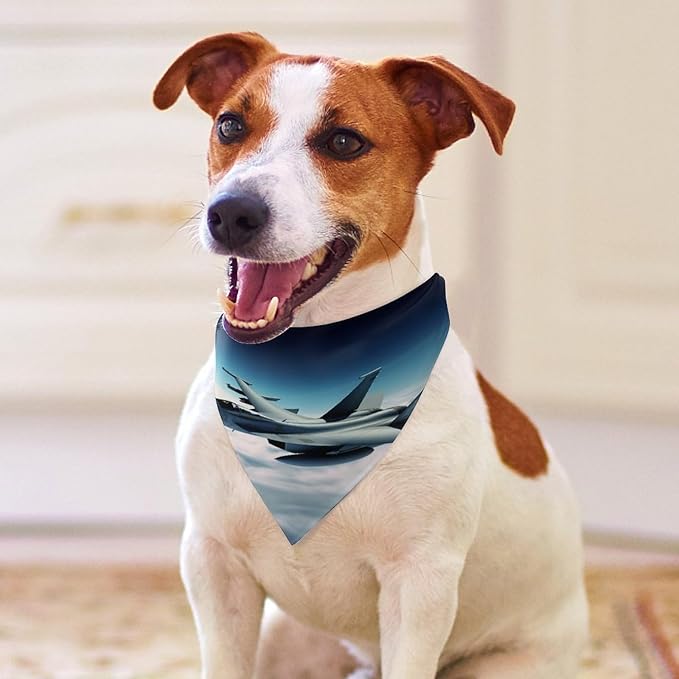 Dog Bandana Spring Pet Scarf Adjustable Triangle Aircraft Fighter Jets Printing Dog Bib Washable Polyester Puppy Bandana for Small Medium Large Dogs Cat Birthday Party Supplies
