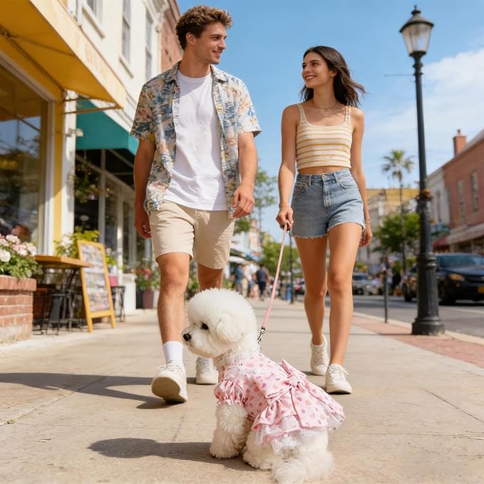 Small Dog Dress | Cute Adjustable Pet Supplies | Kitten Summer Clothes Dog Set - for All Breeds Daily Use Outdoor Walk Photo Shoot Summer
