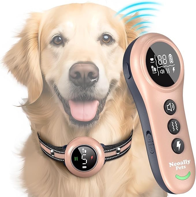 Neoally 2 in 1 Dog Training and Bark Control Collar: Smart Anti Barking Collar with and with No Remote for 5-150 lbs Small Medium Large Dogs. Rechargeable and Waterproof Receiver (Pink)