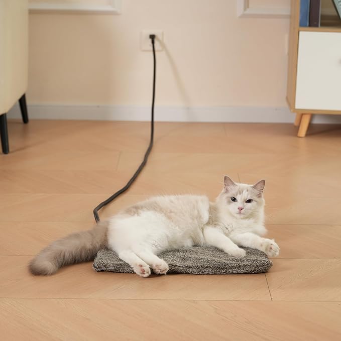MARUNDA Pet Heating Pad,Cat Heating Pad Indoor Waterproof,Auto Constant Temperature, Chew Resistant Steel Cord (Light Grey, S-12" x 16")