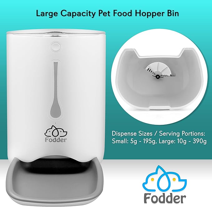 SereneLife 7QT Smart Automatic Pet Feeder - Electronic Digital Dry Food Dispenser for Cats and Dogs with Built-in Microphone, Voice Recorder, Timer Programmable, Optional Battery Operation