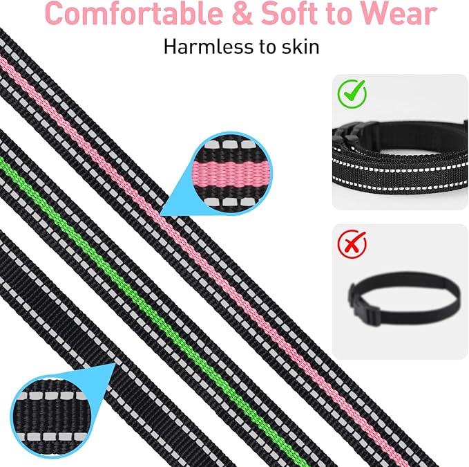 Dog Collar 3 Pack, Shock Collar Replacement Strap Compatible with Peture Bousnic Junbow PetSafe Delupet Garmin Patpet Dogtra DogCare Slopehill Brand Training Collar and Bark Collar (Black&Green&Pink)