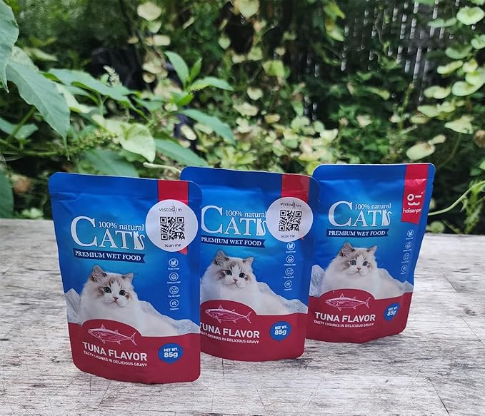 Cats Premium Wet Food 85g Pouch — Moist, Soft Cat Food Mixer, Topper and Rotational Meal (3-Pack, Tuna)