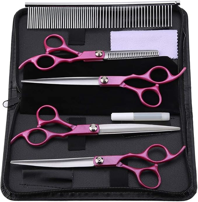 Zerodis 4PCS Handle Scissors, Multipurpose office Grooming Hairdressing Professional Pet Shears Set Comfort Grip Handles Household Scissor Sturdy Craft Supplies for Home