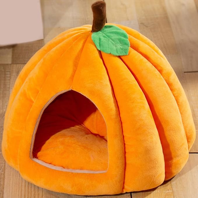 Peiiwdc Detachable Pet Bed Kitten Puppy Dog Cave Cartoon Pumpkin Pet Detachable Cushion Nest Supplies Cave Washable