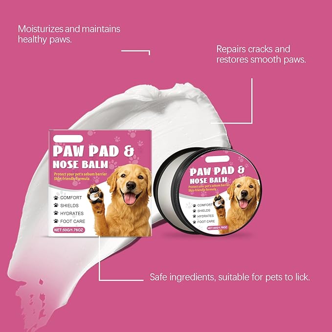 Paw Pad and Nose Balm, Deep Moisturizing Pet Care Formula, Skin-Friendly Protection for Dogs and Cats, Pink, 50g/1.76oz