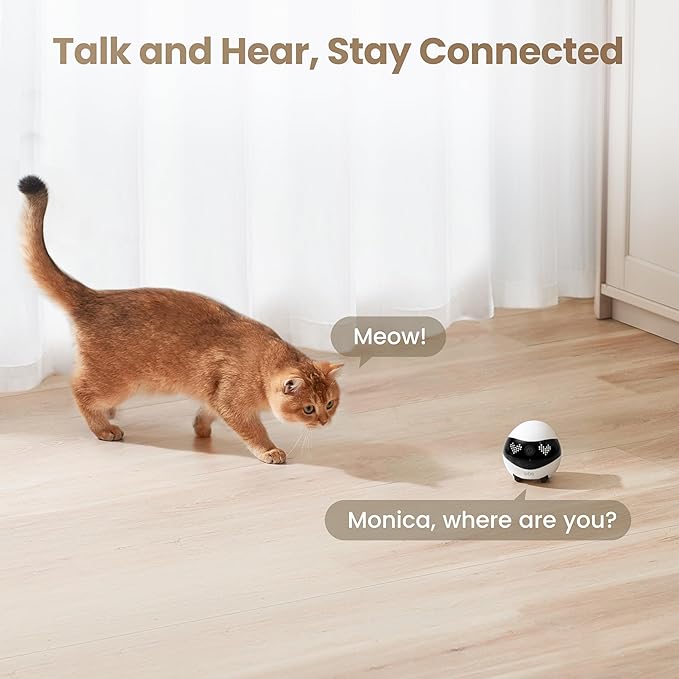 Enabot EBO Air 2 FamilyBot Indoor Security Camera Robot: 2K Pet Camera, Movable Home Robot, Custom Facial Expression, Auto-Recharge, Battery-Operated, 2-Way Talk, Night Vision(Robin Pink)
