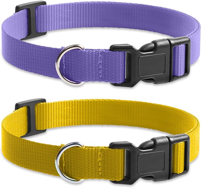 Shock Collar Replacement Strap, Stylish & Comfortable Nylon Dog Collar with Quick Release Buckle, Adjustable Dog Collar Compatible with PetSafe Bousnic Sportdog Garmin Ecollar (Purple & Yellow)